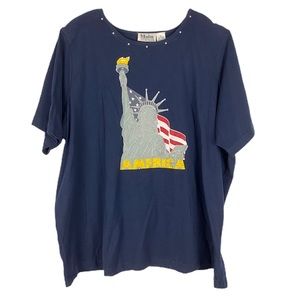Statue of Liberty Patriotic 4th July blue t-shirt